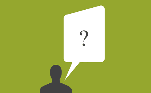 Illustration of person with a question mark bubble