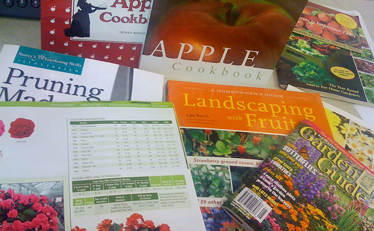 Stack of gardening books
