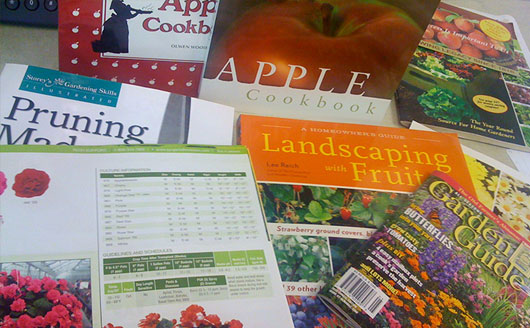 Stack of gardening books