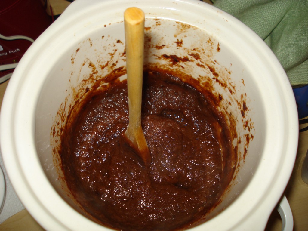 Apple Butter Almost Done (note dark brown color) Apple Butter Almost Done (note dark brown color)