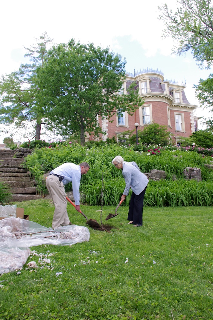 Mrs. Nixon & Elmer Kidd Planting a Tree