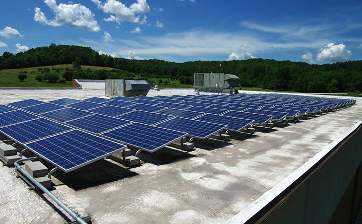 Solar panels on main office building
