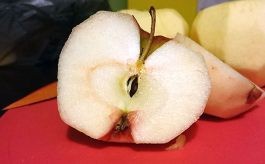halved apple