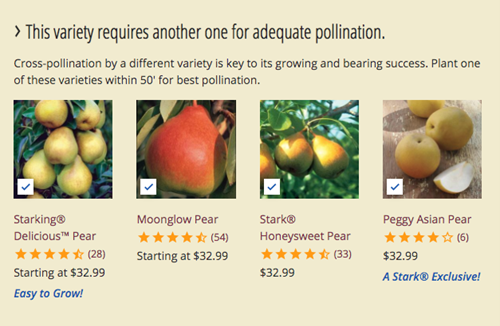 visual list of compatible pollinators