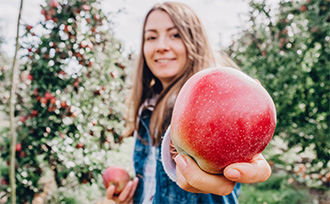 woman with apple