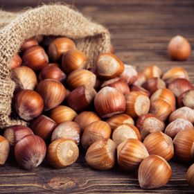 Hazelnuts on a counter