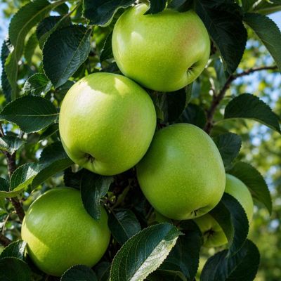 Green apples on a tree