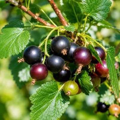 Dark berry on green plant