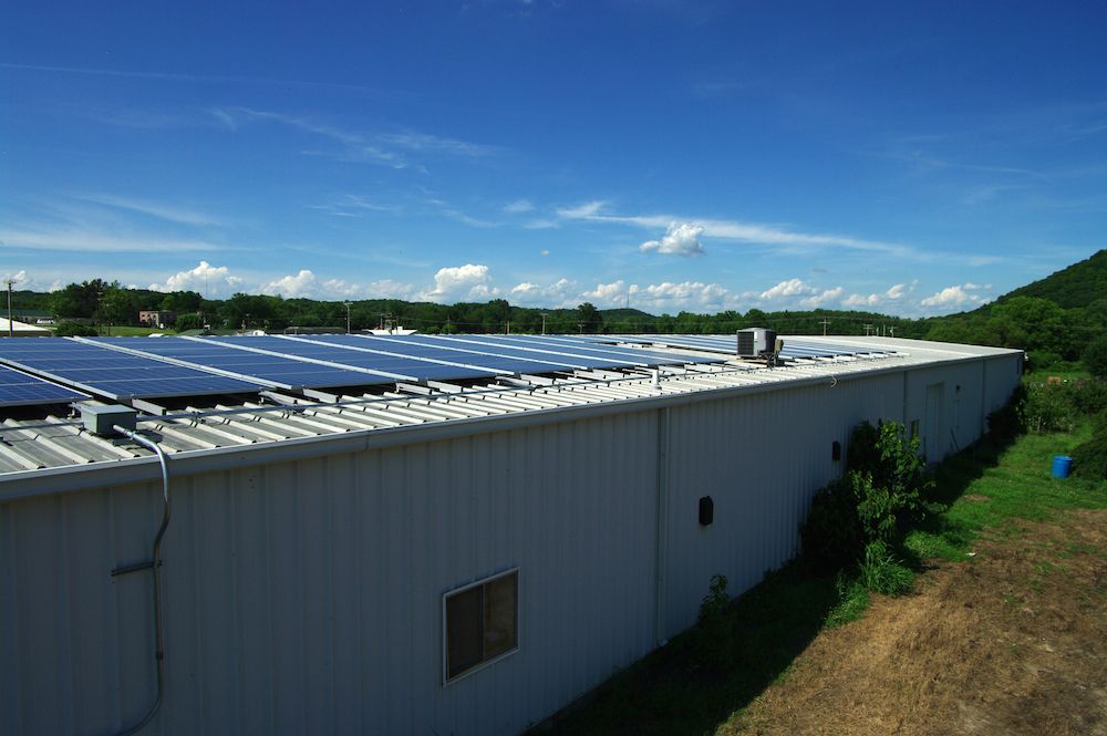 Solar panels on "P" building