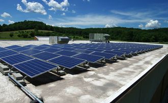 Solar panels on roof of main office building