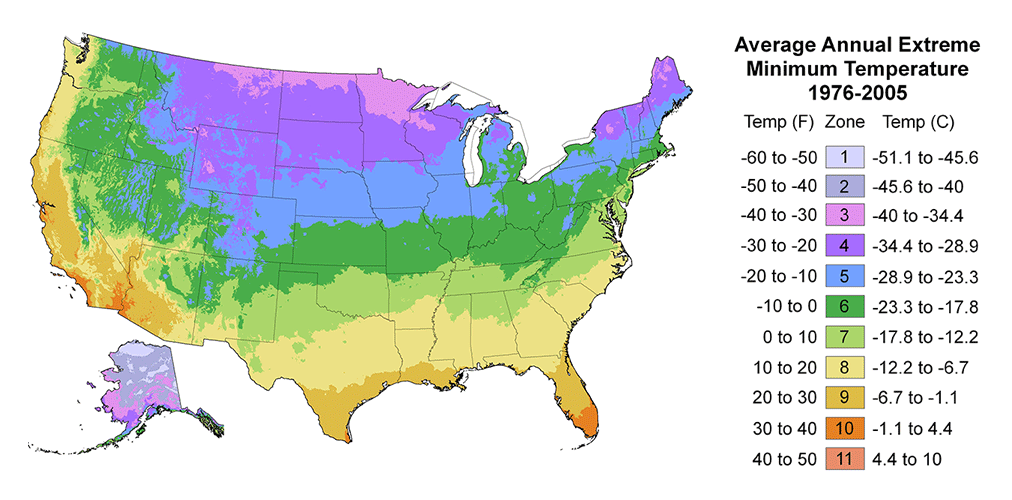 Hardiness Zones Map