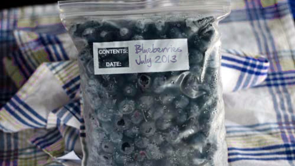 Frozen Blueberries with Date on Bag