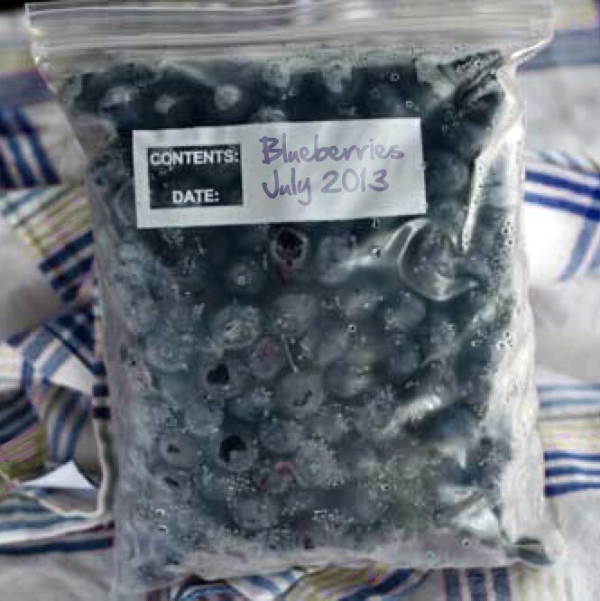 Frozen Blueberries with Date on Plastic Bag Frozen Blueberries with Date on Bag