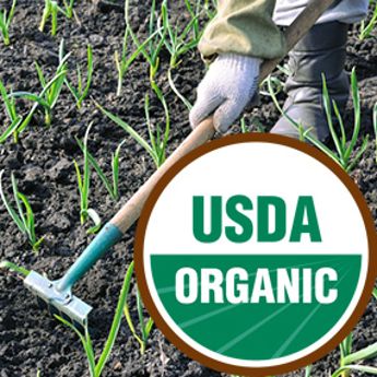 USDA Organic Badge with person gardening